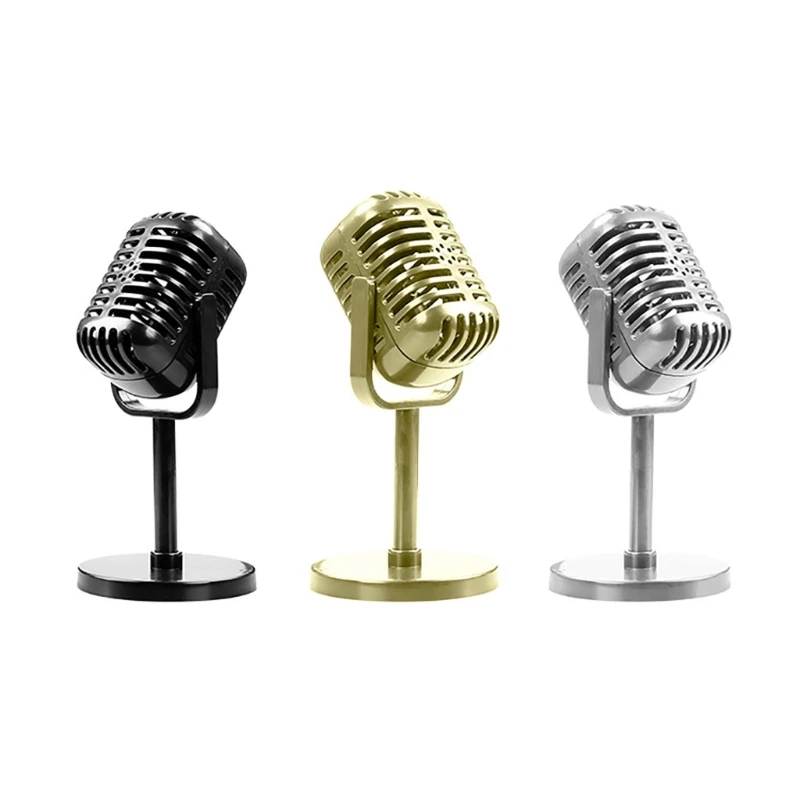 

Retro Microphone Props Vintage Microphone Toy Prop with Stand Model Plastics