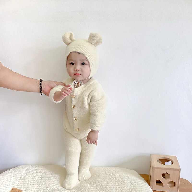 0-3T Newborn Kid Baby Boy Girl Winter Clothes Warm Baby Romper with Hat Cute Sweet Jumpsuit Cute Sweet Lovely Girls Outfit