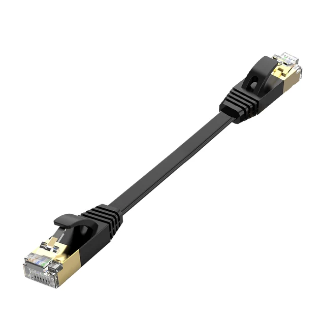 สายแลนอีเธอร์เน็ต RJ45 Cat7 แบบมีชีลด์ UTP สายแบนสำหรับโมเด็มเราเตอร์ สายแพทช์คอร์ด ความยาว 0.2 ม. 0.3 ม. 0.5 ม. จำนวน 10/20/30 ชิ้น 1
