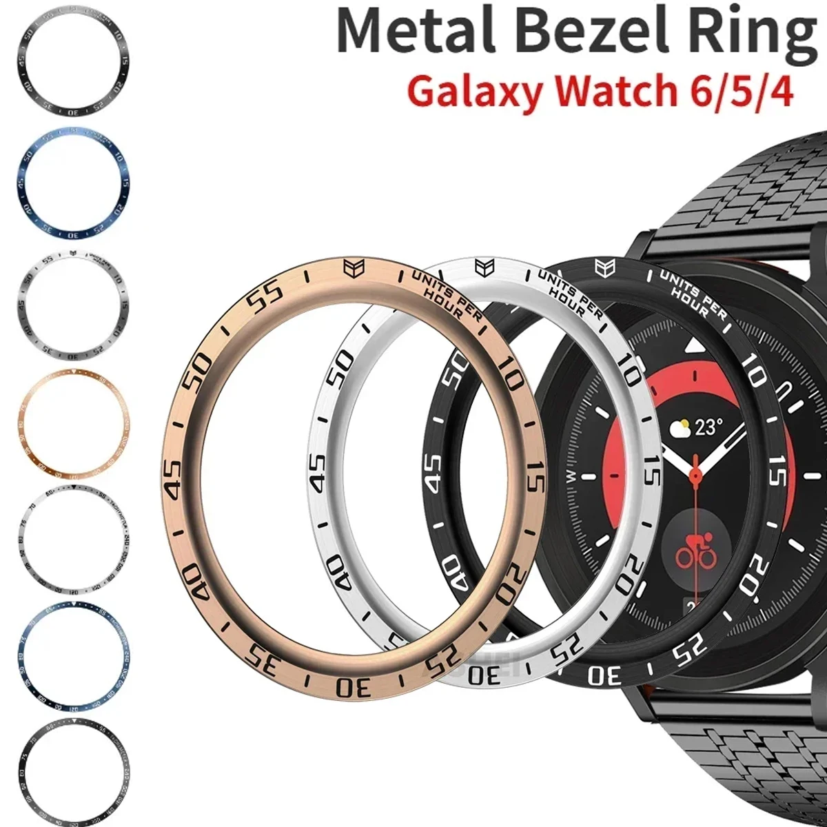 Anneau de protection en métal pour Samsung Galaxy Watch 6 Classic 47mm 43/46/42mm, échelle temps/vitesse, couvercle de protection pour montre 6/5/4 40mm 44mm 1