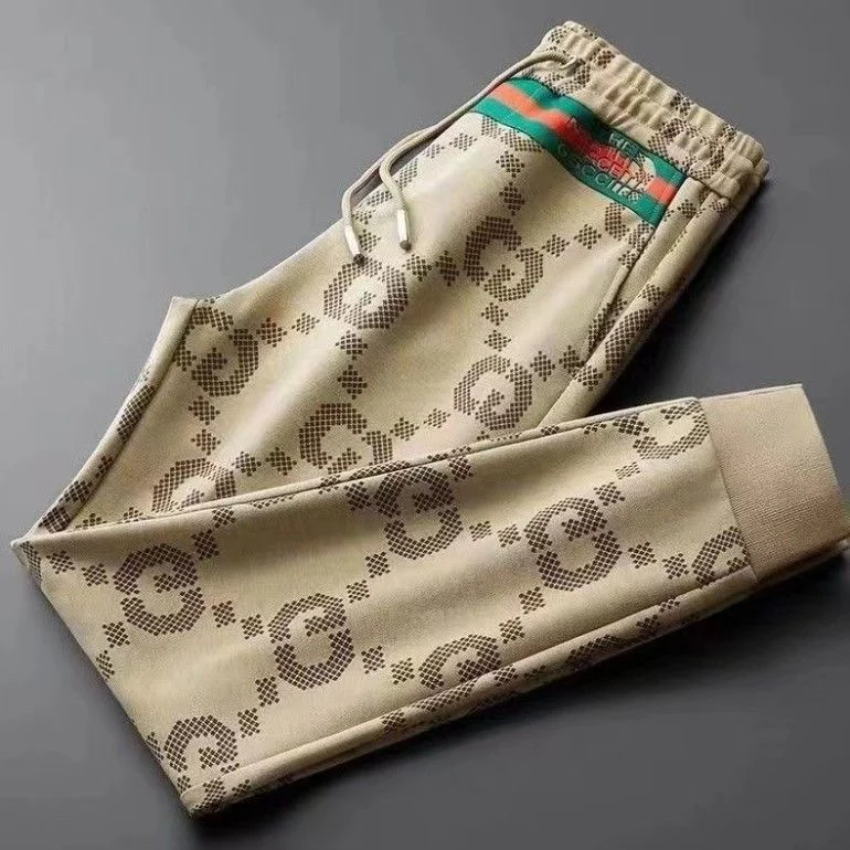 

Новинка 2024, мужские Модные повседневные спортивные брюки высокого класса, облегающие эластичные брюки с принтом