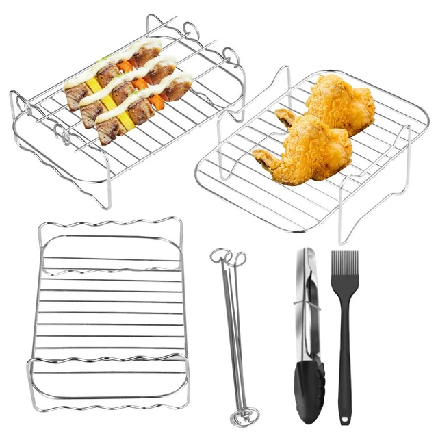 Air Fryer Rack Stainless Steel Double Basket Grill Sticks Accessories 