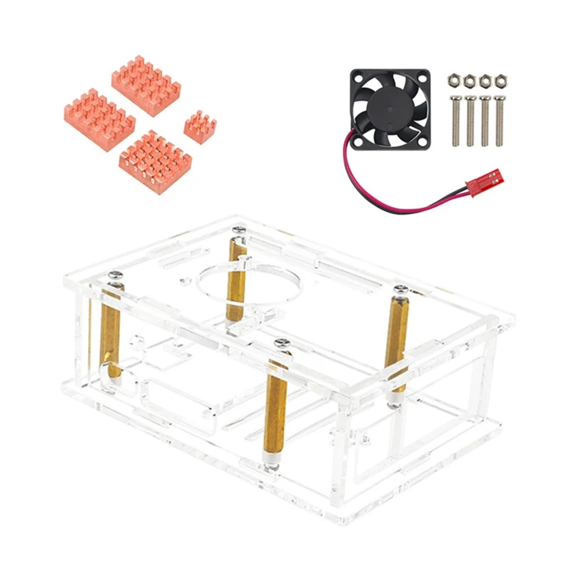 For Raspberry Pi 5 Acrylic Case Transparent Case With Cooling Fan Copper Aluminum Heat Sink For Pi 5 A Easy To Use