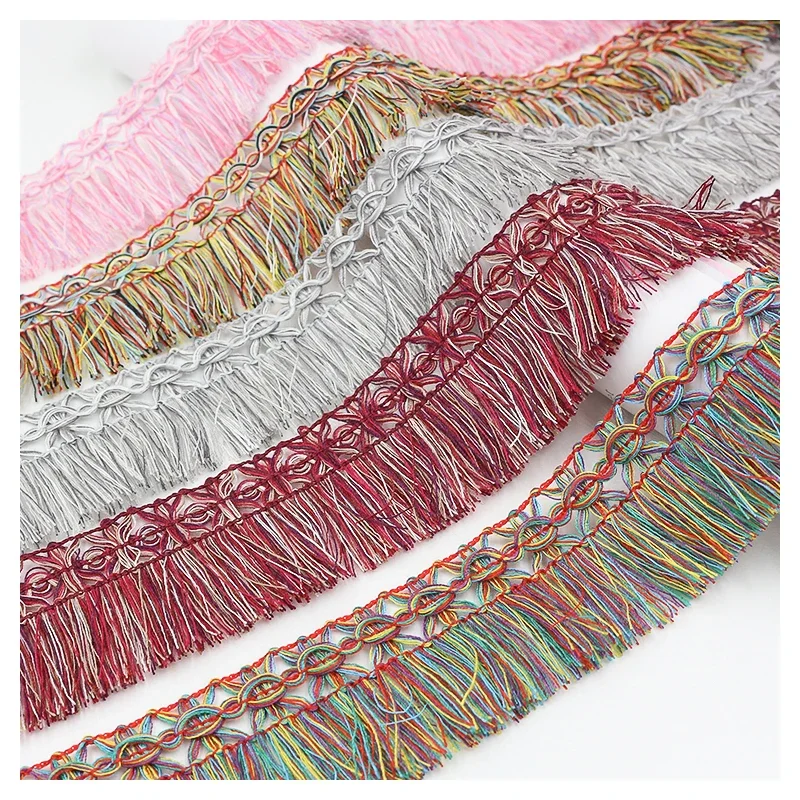 3m Factory direct 3.5cm Indian style small row to be mixed color tablecloth curtain row to fringed lace Tassel