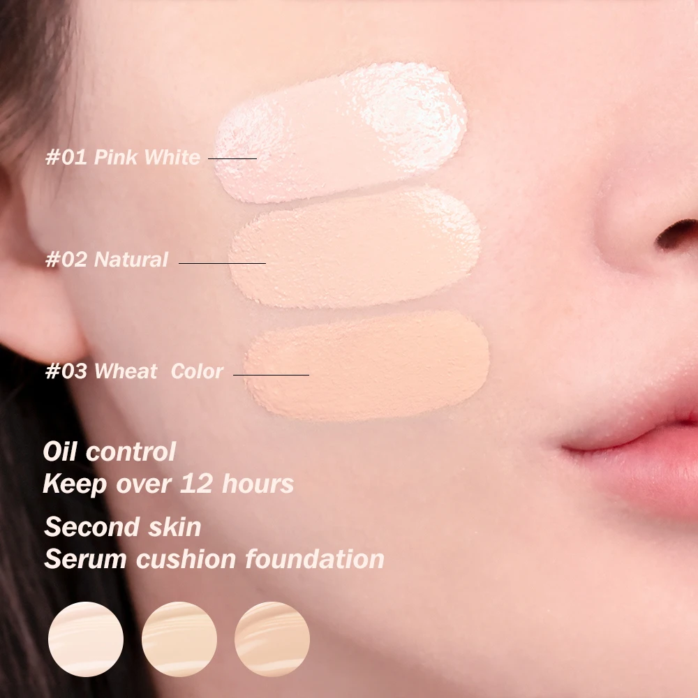 O.TWO.O Cushion Foundation 3 Colors Air Cushion BB Cream Full Coverage Breatheable Concealer Waterproof Face Foundation 4