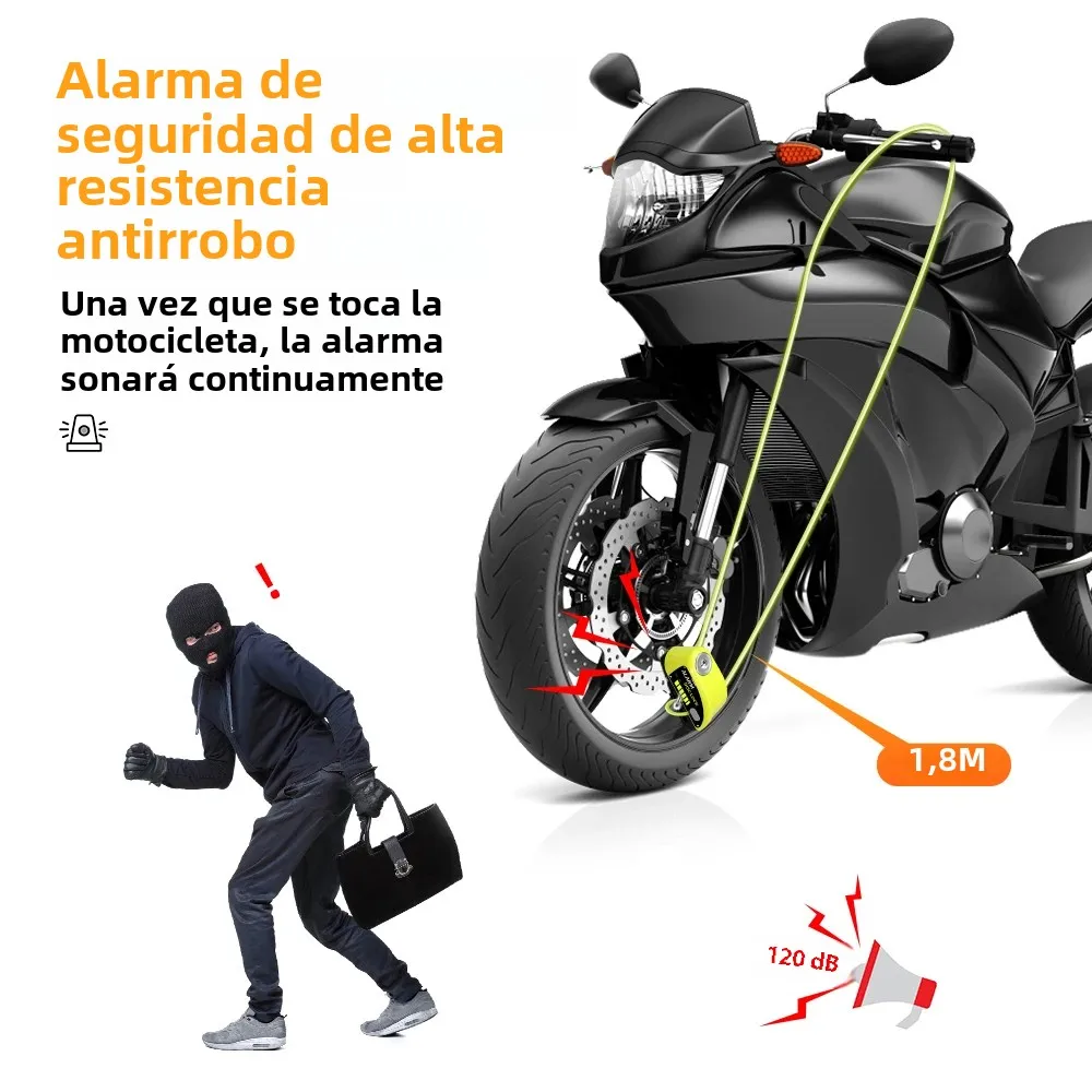 Anchtek-cerradura de freno de disco con alarma para motocicleta