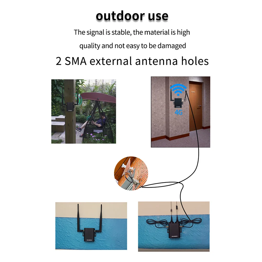 Lte Roteador sem Fio de Grau Industrial 150mbps com Suporte Antena Externa 16 Usuários Wi-fi para Exterior H927 4g - Imagem 3