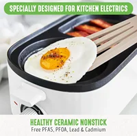 3-in-1 Breakfast Maker Station, Healthy Ceramic Nonstick Dual Griddles for Eggs Meat Sausage Bacon Pancakes 2
