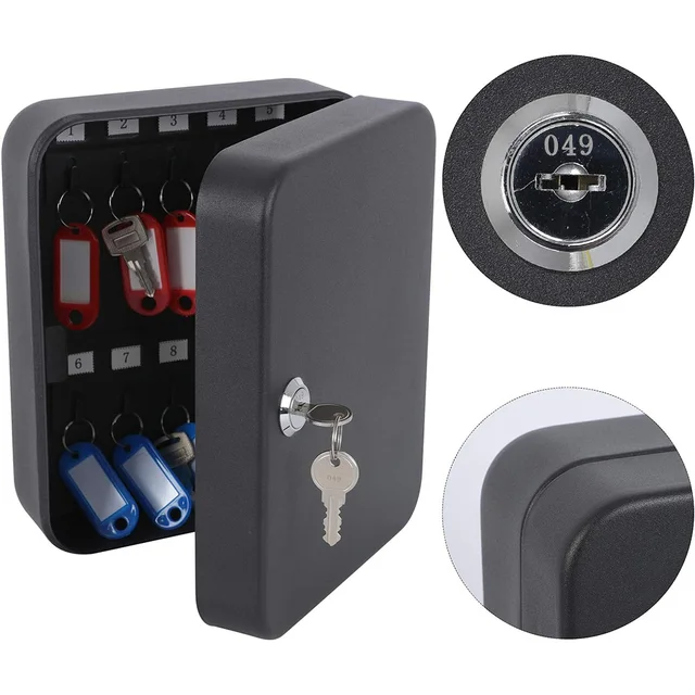 Combination Key Cabinet 20 Key Hook Locking Key Organizer Case with Key/Code Lock Storage Lock Box Wall Mounted Key Security Box 5