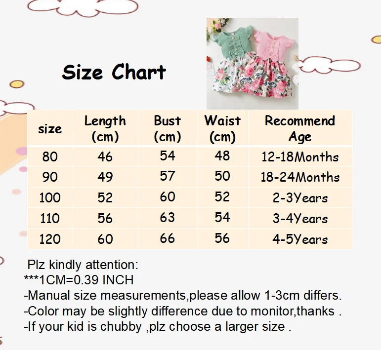 Measurement Chart Clothes Size For Years Old Girl Weight 12 Month
