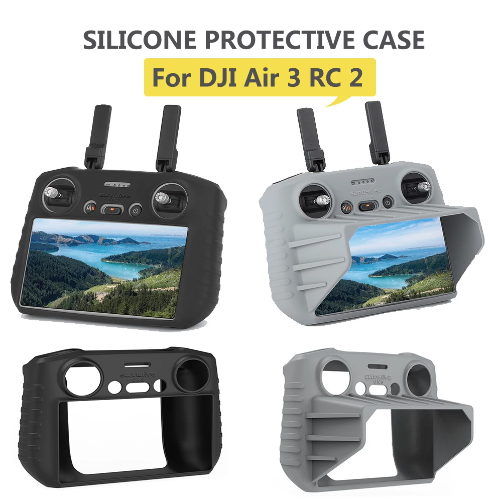 Silicone Case For DJI Air 3 RC 2 Remote Controller Screen Silicone Protective Cover With Sun Hood for DJI Air 3 Drone Accessory
