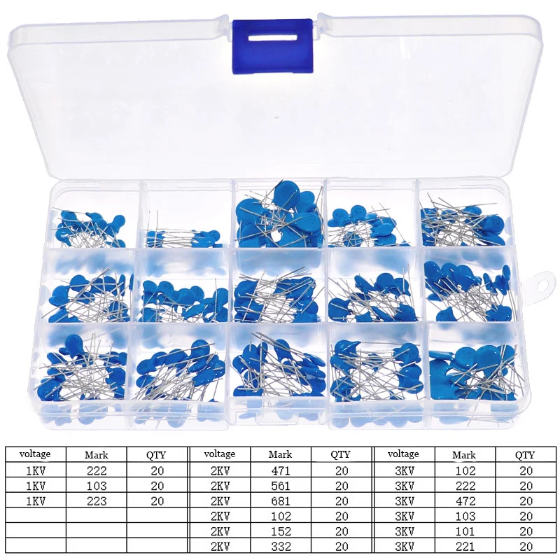 Kit Surtido De Condensadores Cerámicos 30 Valores - 300 Piezas, Desde 2pF Hasta 0.1µF