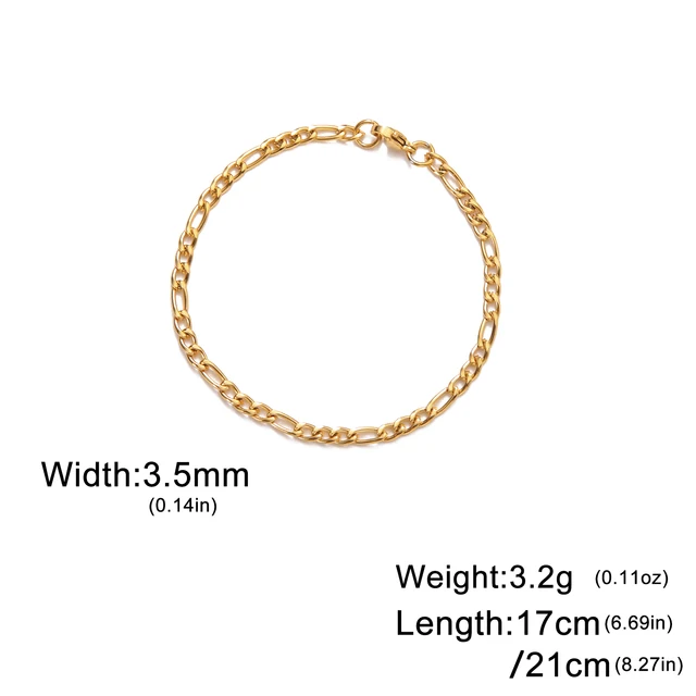 Lucktune bracelet chaine argent homme bracelet aciers inoxydables figaro Figaro chaîne Bracelet pour hommes femmes acier inoxydable largeur 3-10 MM Bracelets Punk bijoux Couple cadeau Pulsera Hombre nouveau