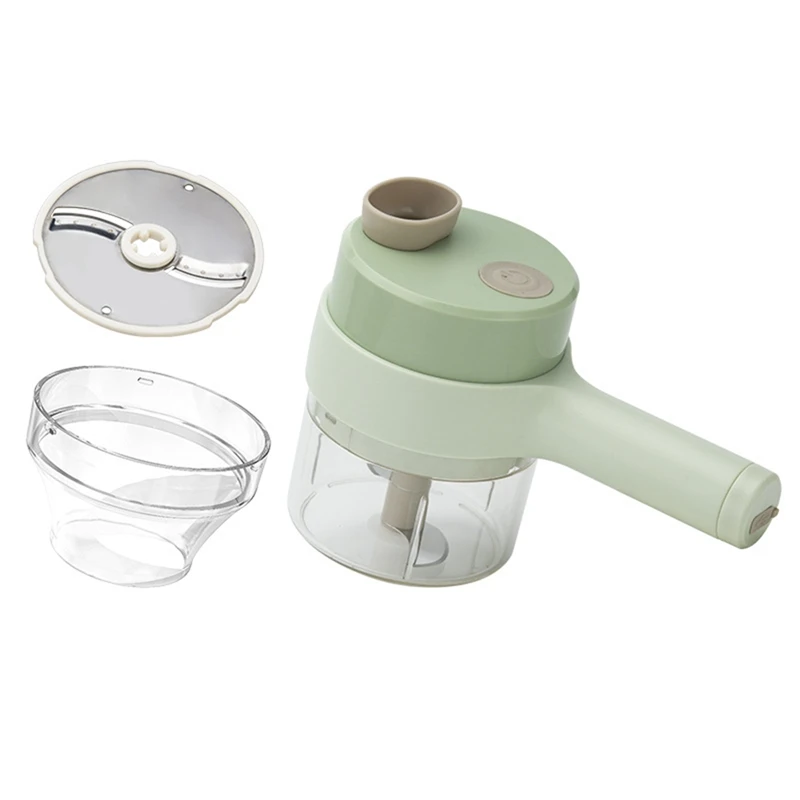 

4 In1 Handheld Electric Vegetable Cutter Set Durable Chili Vegetable Crusher Kitchen Tool USB Charging Masher Machine