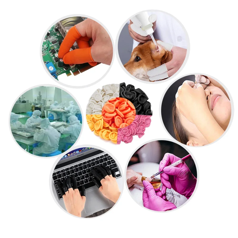 100pcs Finger Cover Rubber Gloves Disposable Nonslip Anti-static Finger Cot Fingertip Protector Thumb Sleeve Glove