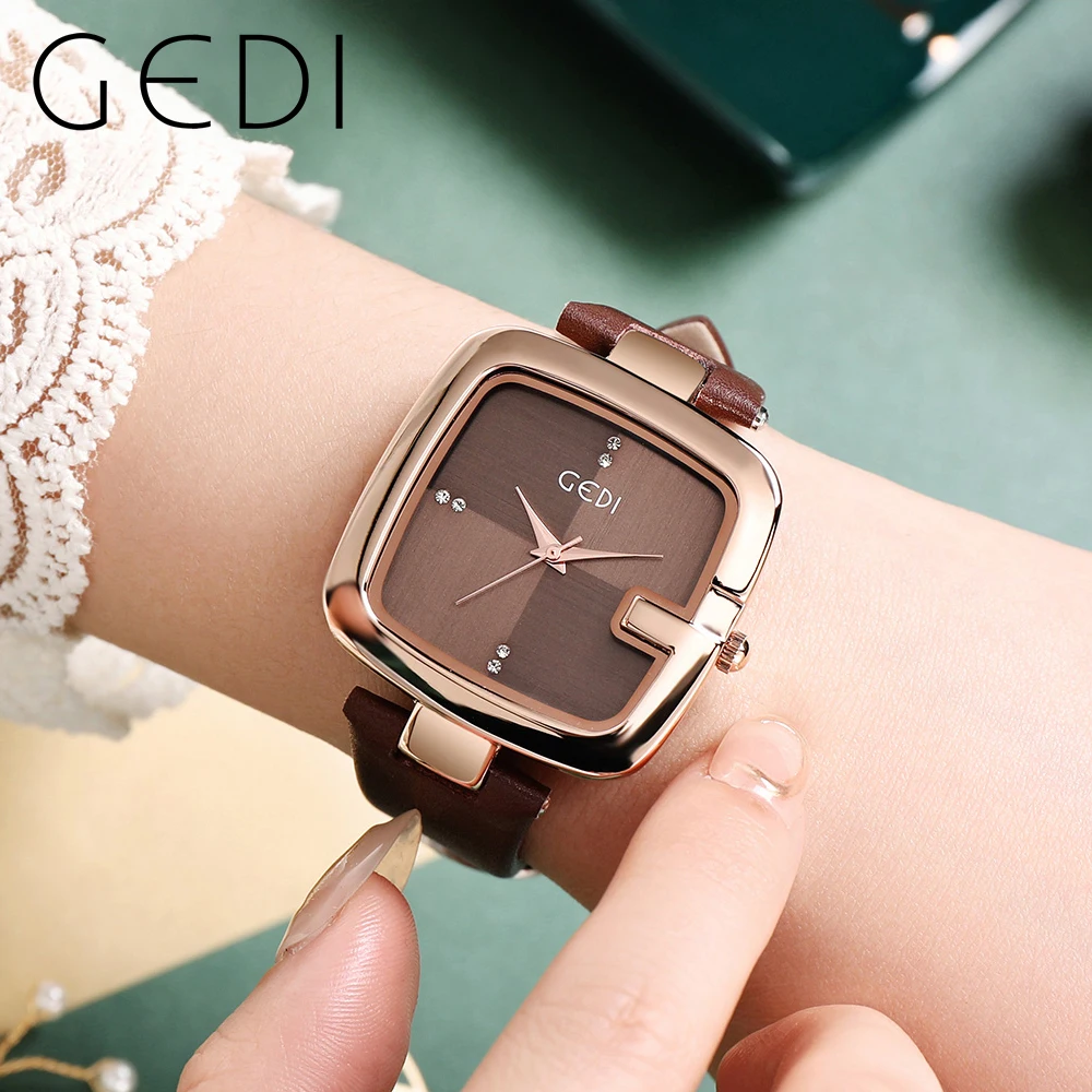 Fashin Gedi Brand Women Square Clock Minimalist Waterproof