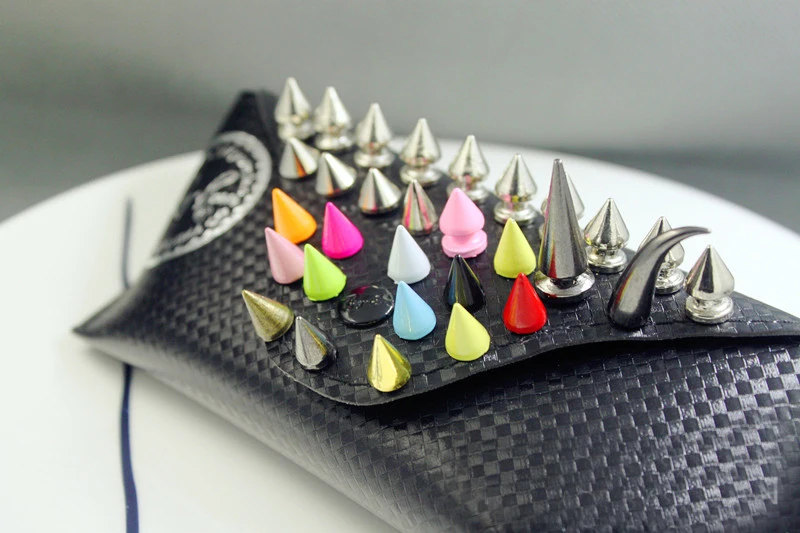 50sets 7*10mm Cone Colored Studs And Spikes For Clothes DIY Handcraft Garment Rivets For Leather Bag Shoes Tachuelas Ropa