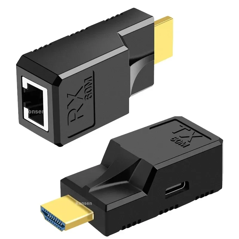 Prolongamento de Hdmi sobre o Cabo Ethernet Cat6 1080p Repetidor Rj45 Sinal sem Perda Video Transmite para o pc Hdtv Dvd 60m o - Image 2