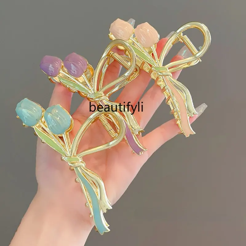 

yj Tulip Grip Back Head Updo Hairpin Super Fairy Shark Clip Headdress