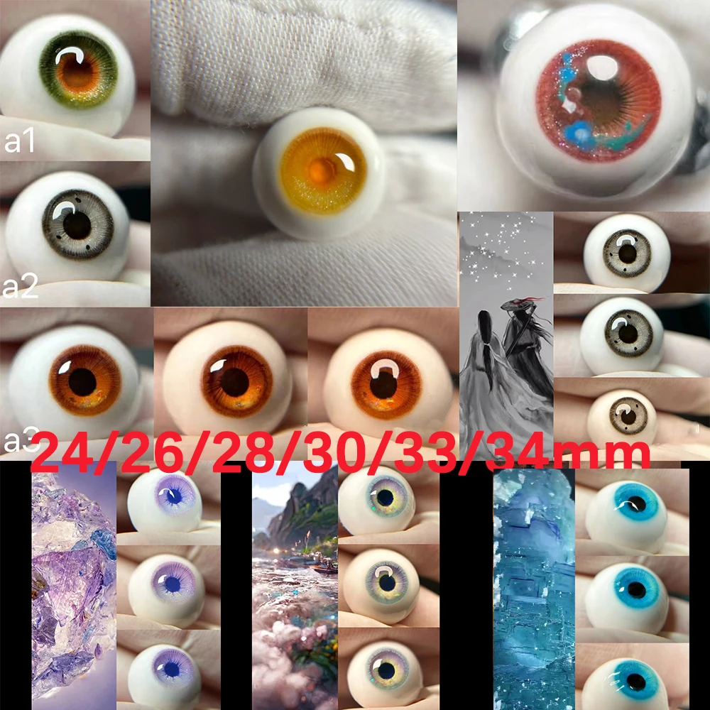 

24/26/28/30/33/34mm Colorful BJD Doll Eyes Resin DIY Handmade Doll Accessories Eyeball For BJD Doll Plaster Eyes