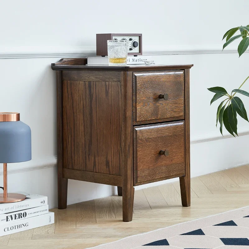 

All-solid wood bedside table environmental protection simple American walnut locker red oak bedside cabinet