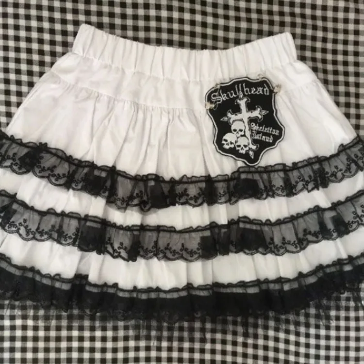 Harajuku Kawaii Ruched Ruffles Cake Skirts Spring Fashion All-match White Shorts  Y2k E-Girl High Waist Faldas Mujer main image 0