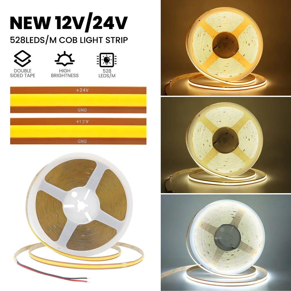 รูปสินค้า แถบ LED COB ส่องสว่าง 5-20 เมตร หลากโทนสี