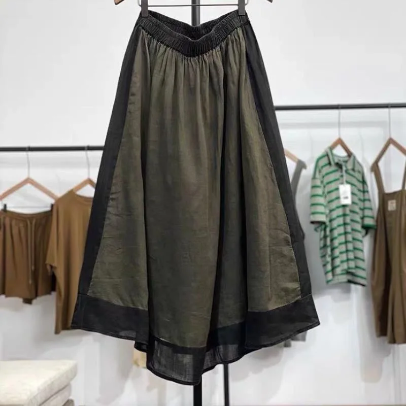 Sen Women's Aging Reduction Elegant, Simple, Contrast Color Hanging Strap, Breathable,  Casual Half SkirtSet for Women Y2K
