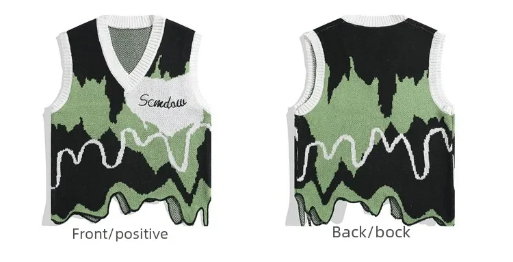 American Style Trendy V-neck Sweater Vest For Men Women Spring/autumn New Irregular Niche Design Knitted Vest