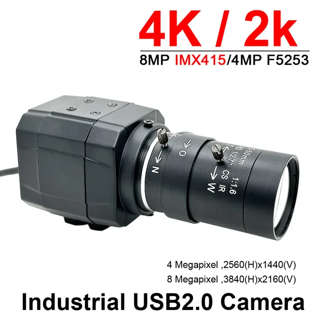 4K / 2K FULL HD USB Webcam 30fps 8MP IMX415 4MP CMOS PC Video Usb Camera UVC OTG With 5-50mm Varifocal Zoom Lens For Youtube Liv 1