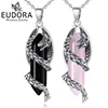 Eudora New Dragon Twining Hexagonal Prismatic Necklace Vintage Punk Obsidian Pink Crystal Pendant Jewelry Healing Gift 1