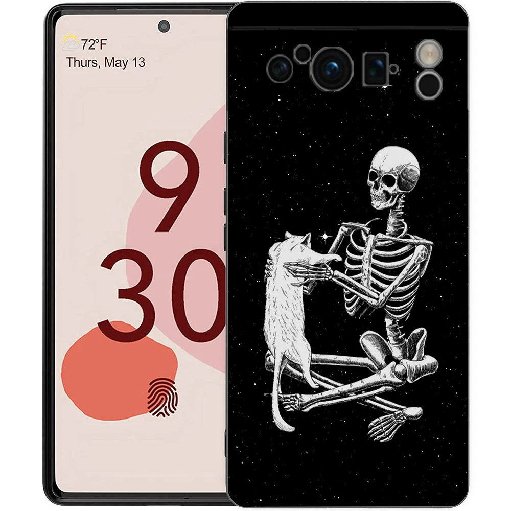 Black Soft Shell Phone Case with Funny Skeleton Design