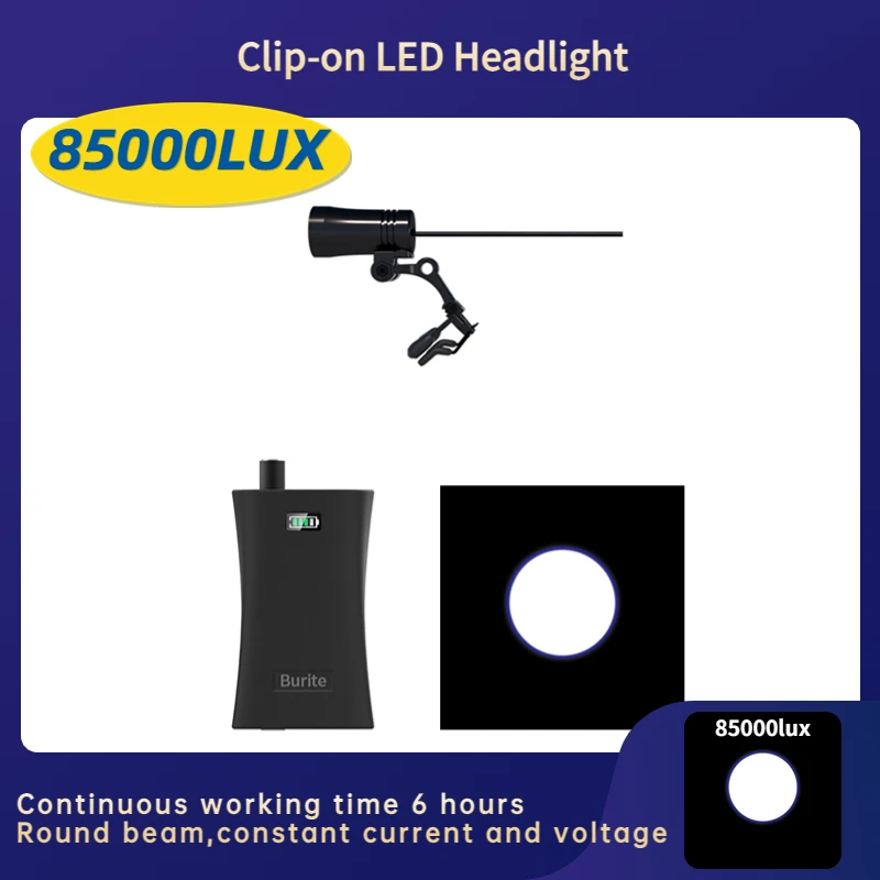 85000LUXDentalLEDCliponHeadlightSurgicalHeadlampRoundBeam