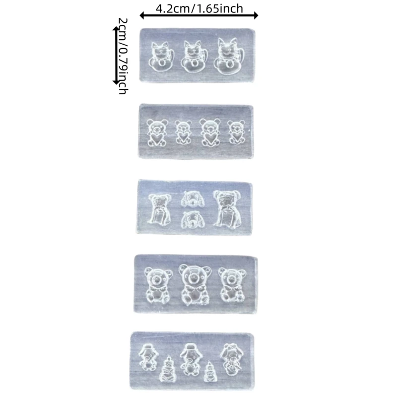 5Pcs3D Silicone DIY Nail Pressing Mold Reusable Kawaii Bear Sweet Cake Cute Pig Lucky Cat Nail Art Nail Beauty Charm 3