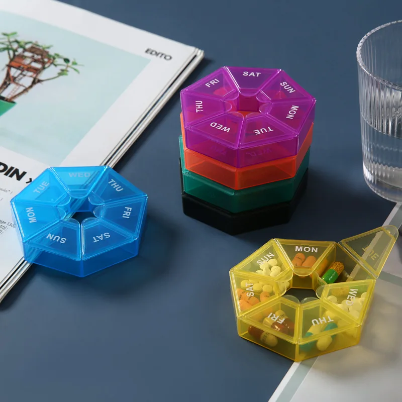 Pill Organizer Mini Portable Weekly Tablet Holder Travel Small Pills Cases Storage Container