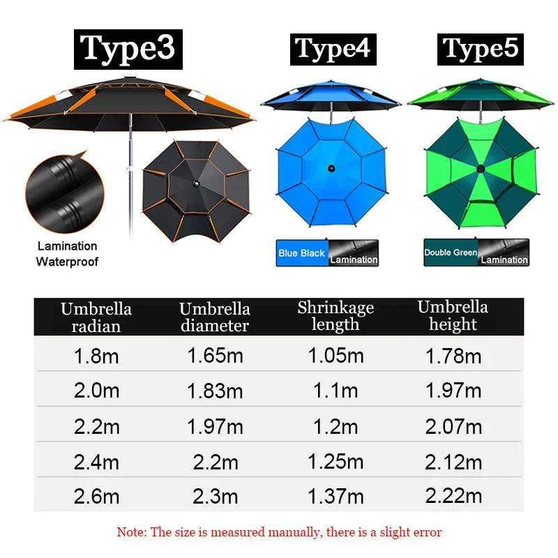 Folding Fishing Umbrella Rainproof Sun Protection Anti-UV Wind-resistant Thickened Adjustable Outdoor Large Fish Umbrella fold parasol