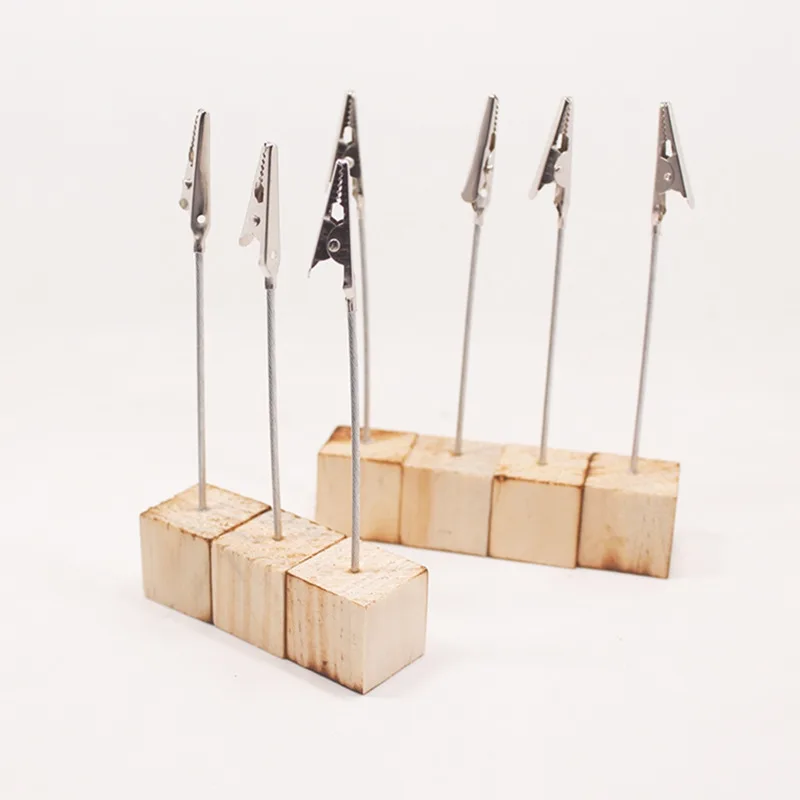 10PCS/Set Portable Wooden Place Card Holder Clips Wedding Place Card Holder Table Romantic Photo Memo Number Name Clips Base place card holders