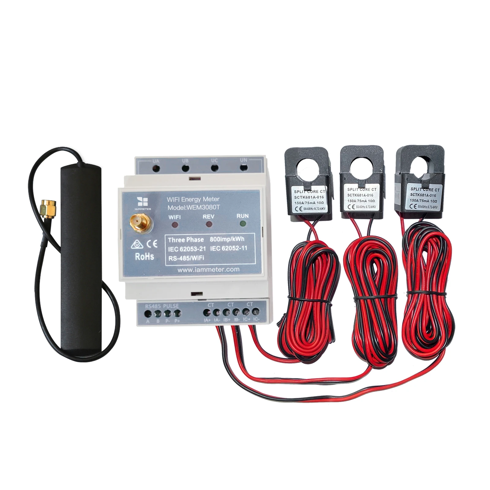 

Bidirectional, DIN Rail, solar PV system or electricity usage monitoring, Modbus TCP/RTU, 3 phase energy meter WiFi