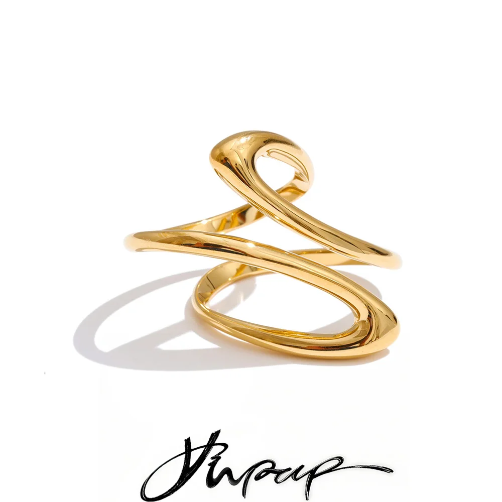 Yhpup Minimalist Stainless Steel Geometric Finger Ring