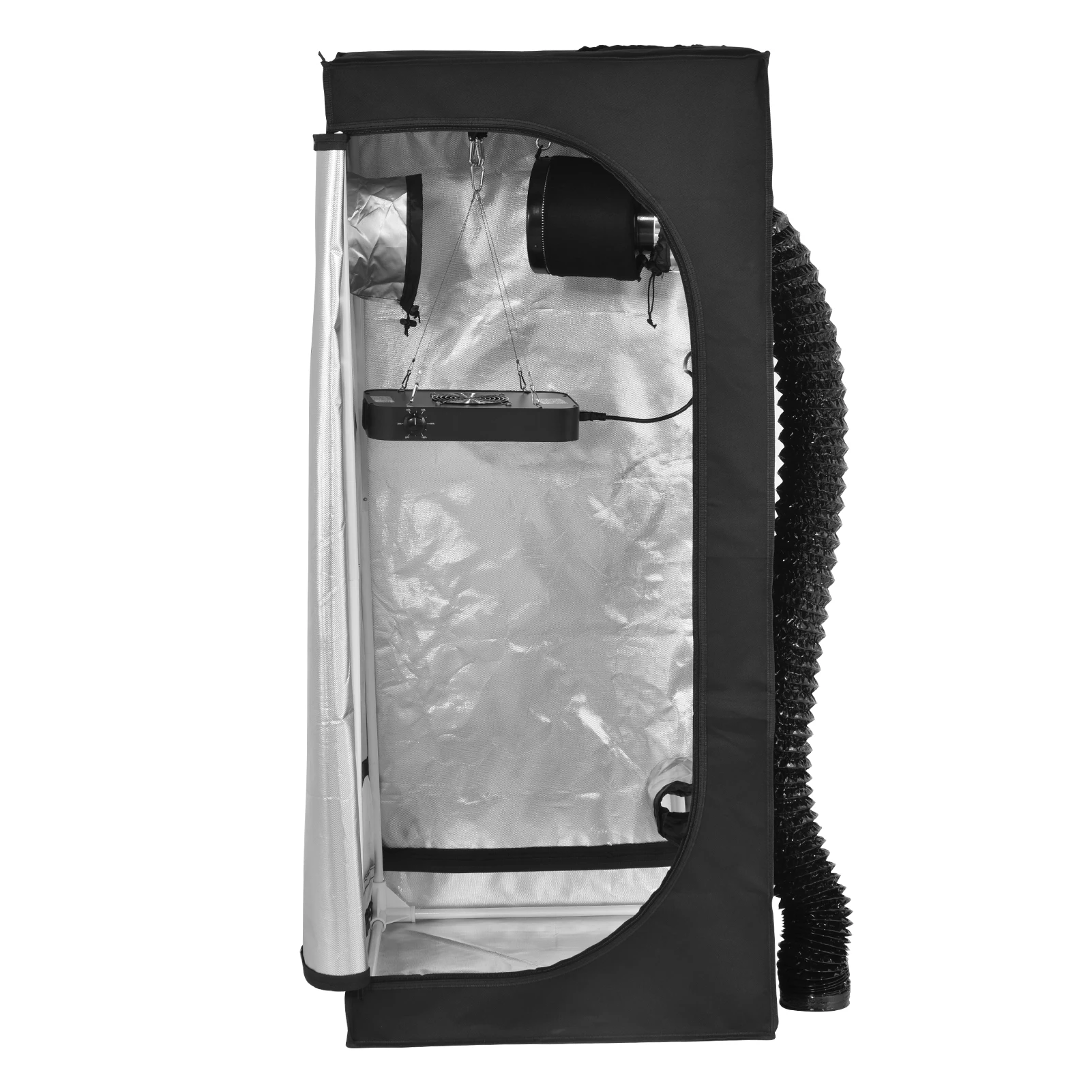 Growzelt Komplettsystem: Anzuchtzelt mit Lüfter, Aktivkohlefilter und dimmbarer LED-Vollspektrum-Wachstumslampe – Detail 4