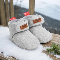Newborn Baby Boy Girl Soft Fleece Booties Stay On Infant Slippers Socks Shoe Non Skid Gripper Toddler First Walkers Winter Ankle 4