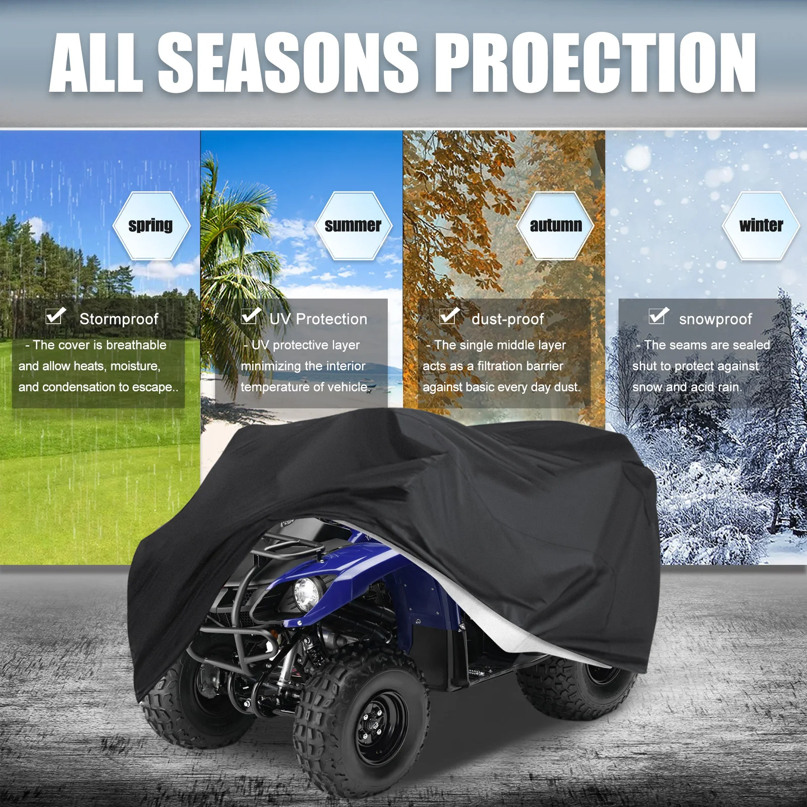 ATV Cover Waterproof Outdoor Heavy Duty 4 Wheeler Quad Proof All Season UV Protection for Polaris Yamaha Honda Protect ATV Cover