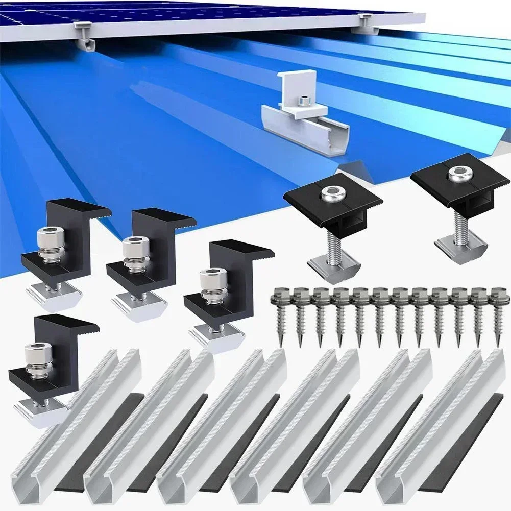 PV Solar Module Bracket Mounting Rail Flat Roof End/Middle Clamp 20cm ...