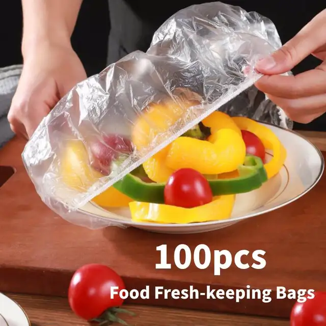 100 Db-Os Élelmiszer-Vákuumzsák Nylon Az Élelmiszerek Eldobható Elasztikus Műanyag Papír-Poros Frissítő Konyhai Kiegészítők Fedezésére