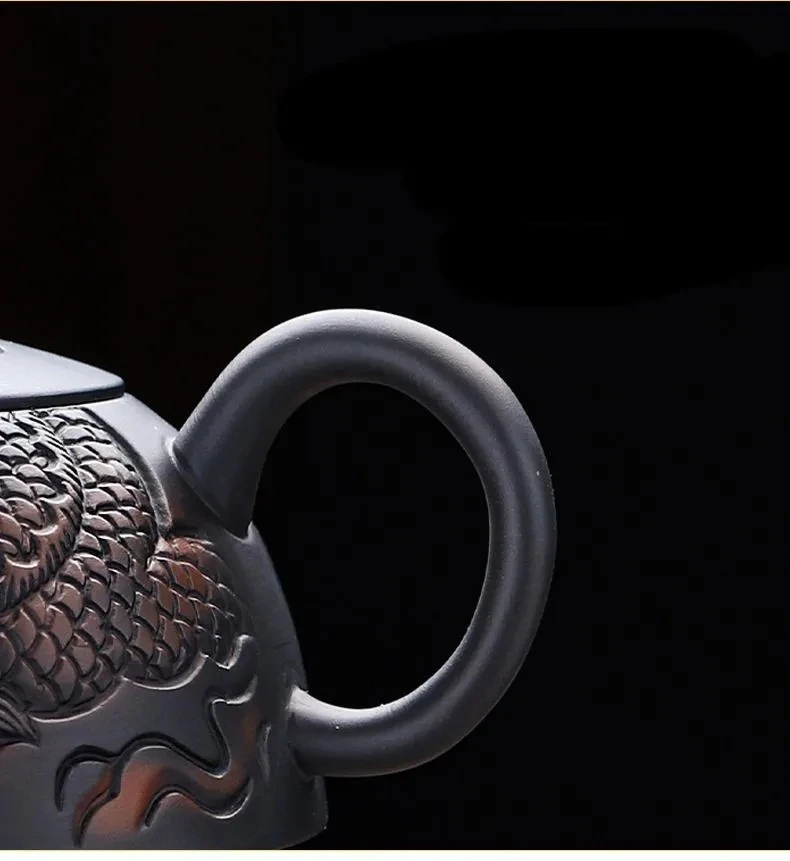 Tradition Antique Purple Clay Teapot Handmade Dragon Pattern Pot Filter Beauty Kettle Zisha Tea Accessories Home Teaware