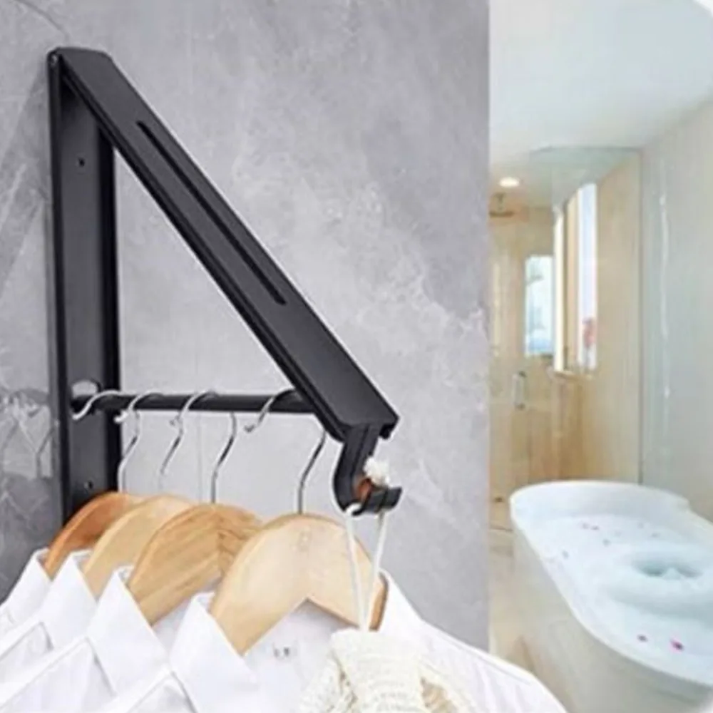 Aluminium Clothes Drying Rack Retractable Wall Mounted Folding Hanger Easy Installation Space Saver Clothes Drying Organizer 4