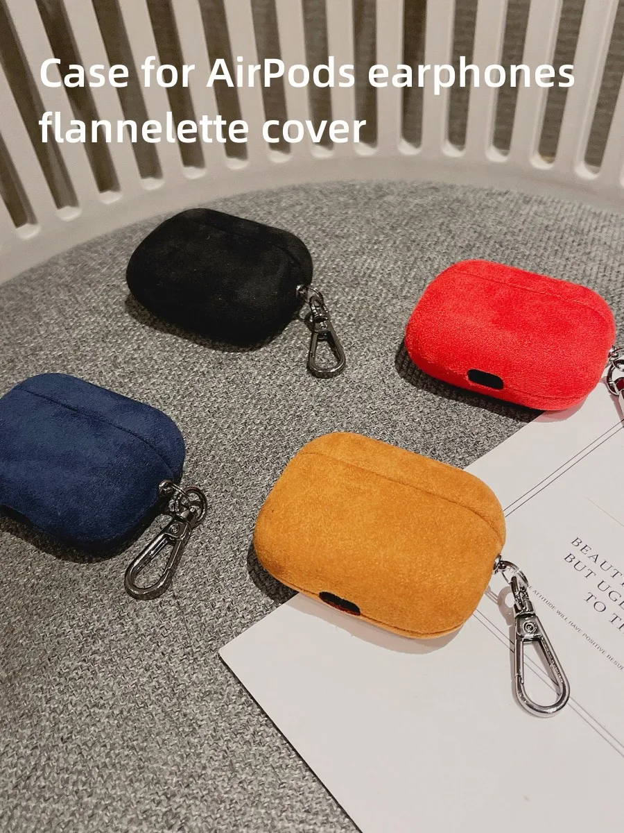 

For Apple AirPods pro 2 bluetooth headset protective case anti-drop simple solid color flannelette AirPods 1/2/3 protective case