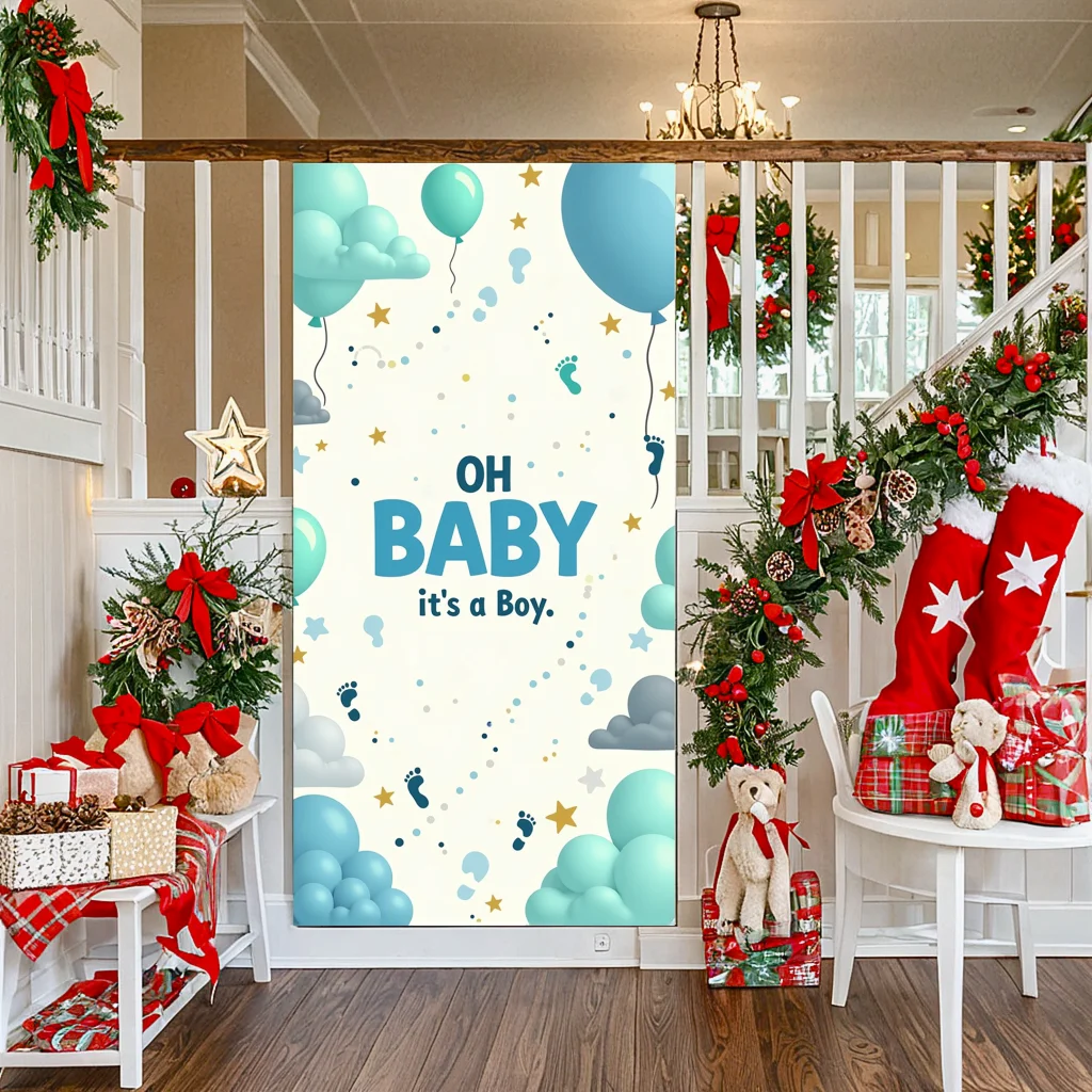 Blue Photography banner Boy shower decor Baby shower backdrop for Boy ...