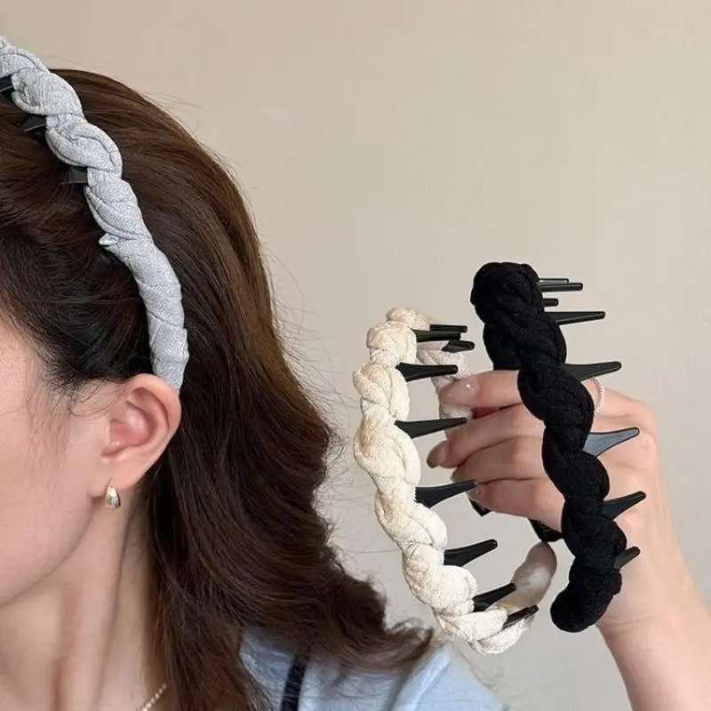 Fascia per capelli ondulata intrecciata, adatta a tutti i tipi di capelli, elastica, per donna, per lavare il viso, cura della pelle, regalo, accessori per capelli - immagine 6