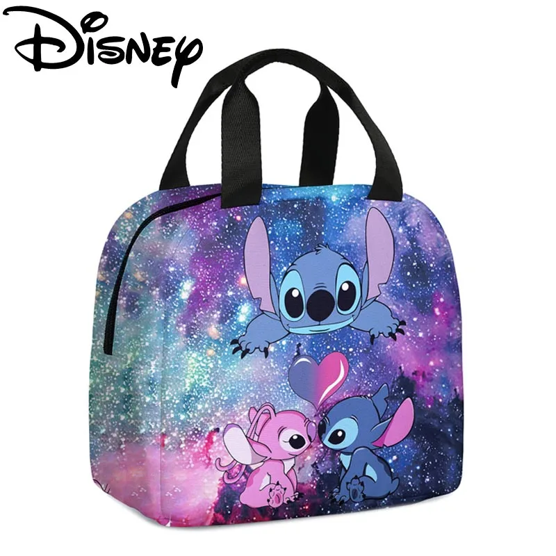 Disney Stitch Oxford Cloth Lunch Bag for Children Stitch Waterproof Insulated Outdoor Picnic Storage Box Cartoon Girls Handbag